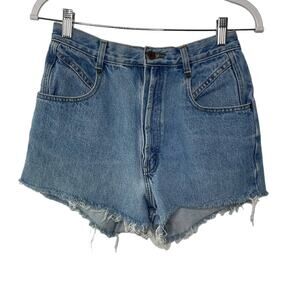 BonJour Shorts‎ 2" High Waisted Frayed Hem Denim Med Wash 90s Y2K 11 12 Vintage